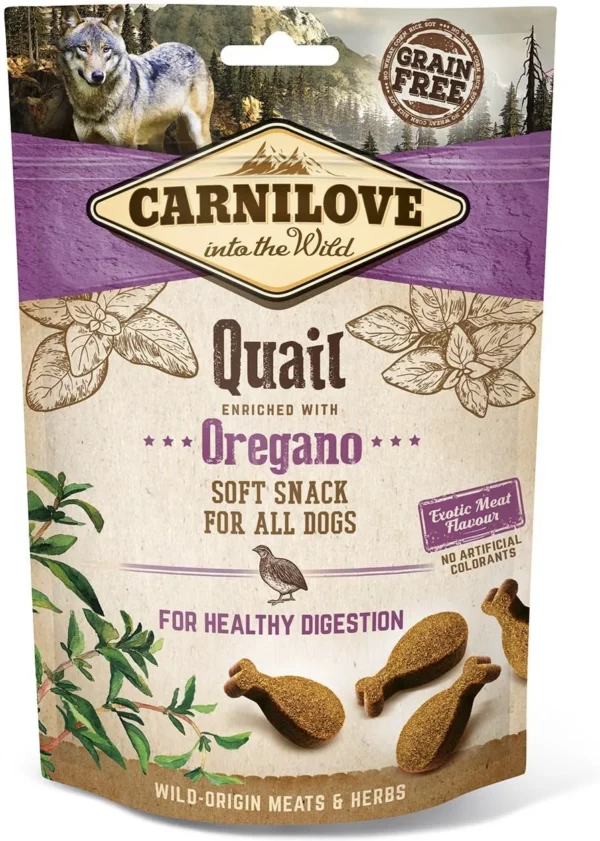 Carnilove Soft Snack Bezzbożowa Przekąska Dla Psów Quail With Oregano 200g