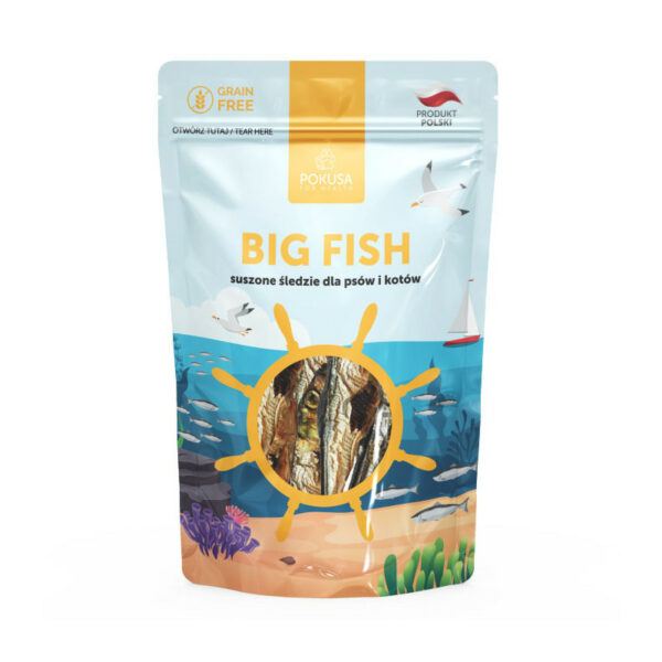 Pokusa Big Fish suszone śledzie dla psów i kotów 60g