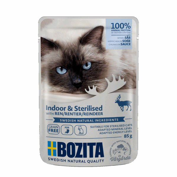 Bozita Indoor&Sterilised kawałki w sosie z reniferem 85g