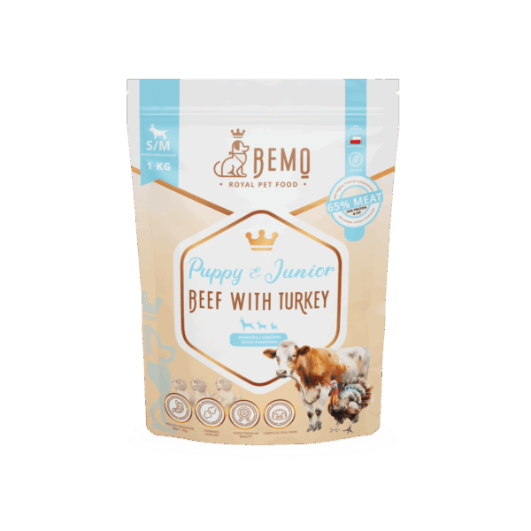 BEMO PUPPY & JUNIOR BEEF WITH TURKEY - KARMA SUCHA DLA SZCZENIĄT I JUNIORÓW Z WOŁOWINĄ I INDYKIEM