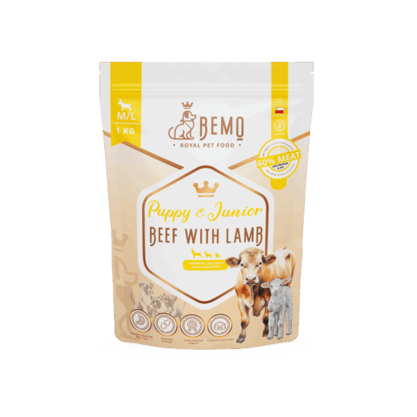 BEMO PUPPY & JUNIOR BEEF WITH LAMB - KARMA SUCHA DLA SZCZENIĄT I JUNIORÓW Z WOŁOWINĄ I JAGNIĘCINĄ
