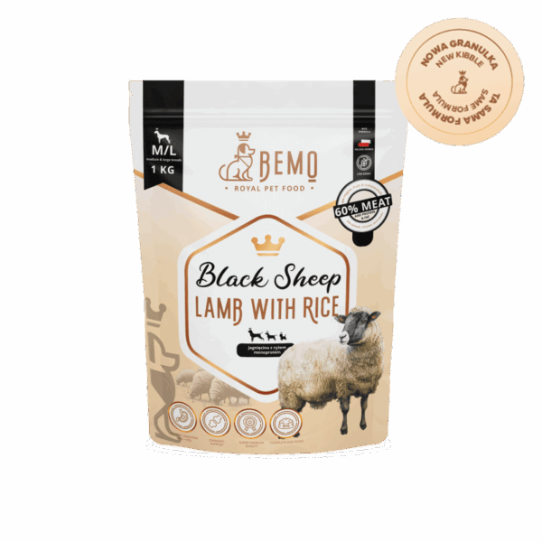 BEMO BLACK SHEEP - MONOPROTEINOWA KARMA SUCHA DLA PSÓW DOROSŁYCH Z JAGNIĘCINĄ