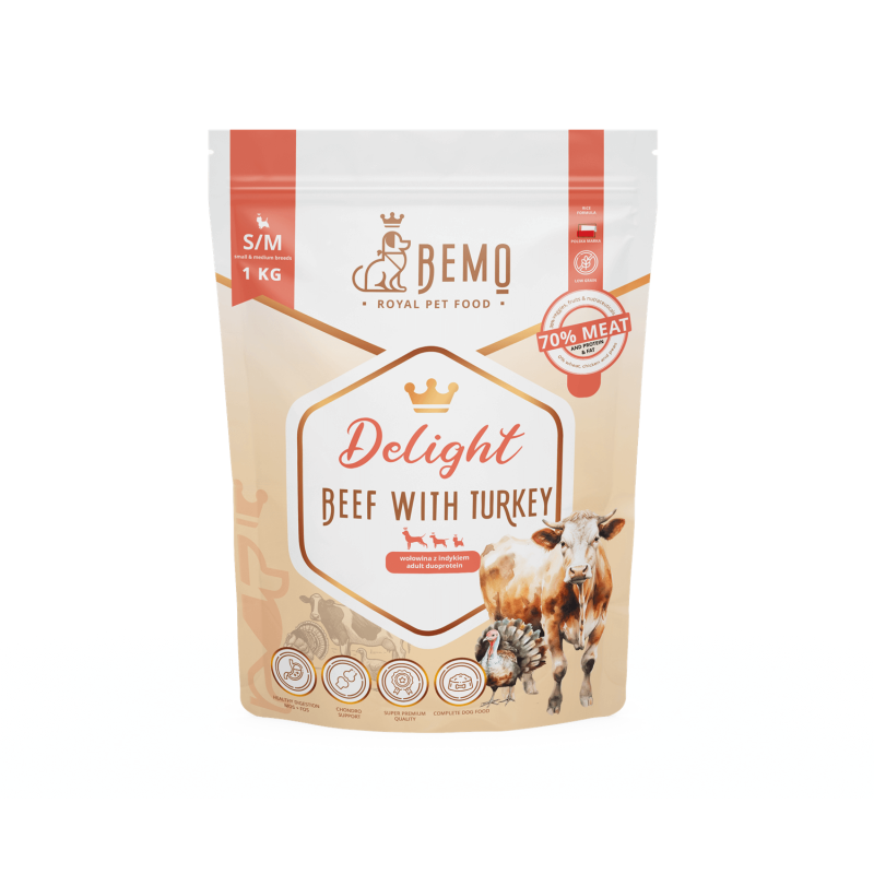 BEMO DELIGHT - KARMA SUCHA DLA PSA Z WOŁOWINĄ I INDYKIEM
