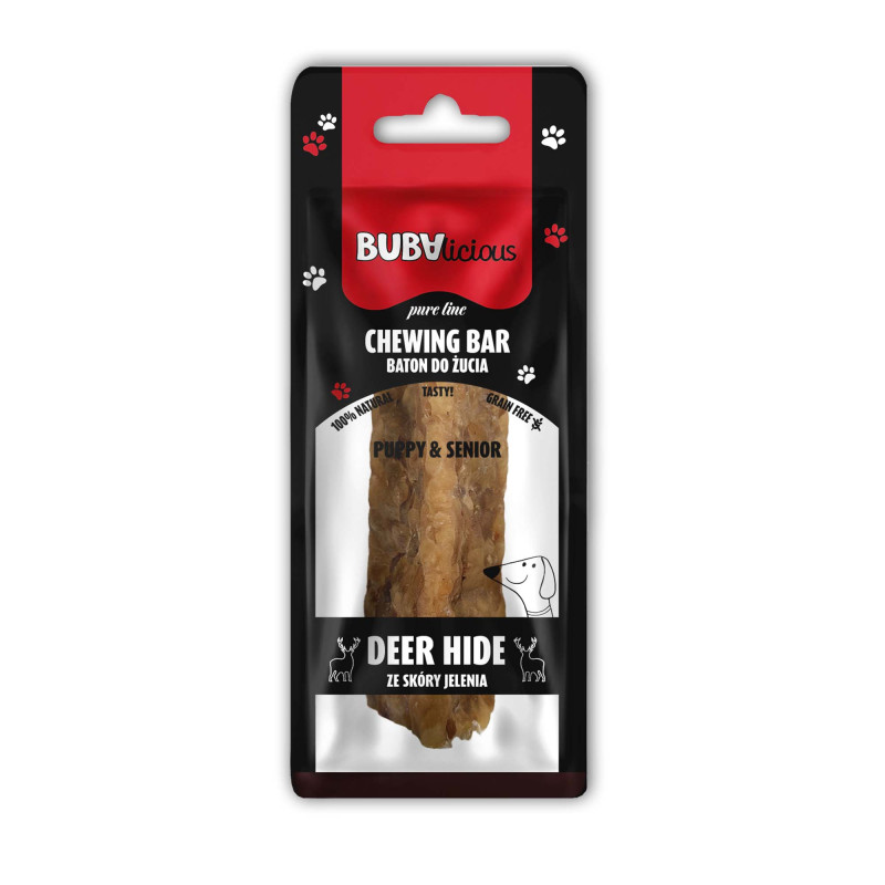 BUBAlicious Pure Line baton do żucia ze skóry jelenia 12 cm