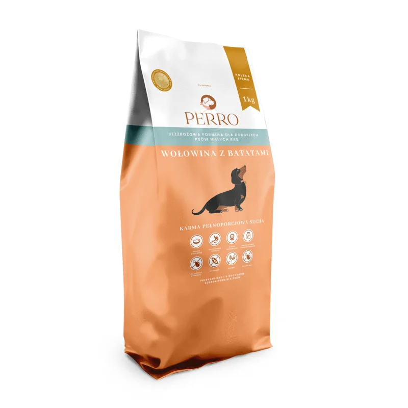 PERRO Karma sucha Wołowina z batatami – bezzbożowa formuła dla psów dorosłych małych ras 1kg